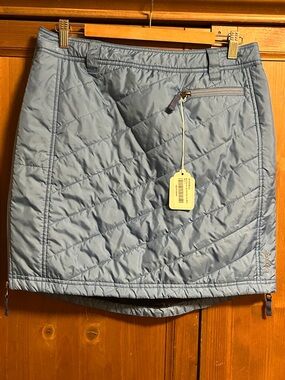 NWT Title Nine Bun Warmer Quilted Midi Skirt Skhoop Puffer Skirt, Blue, Large